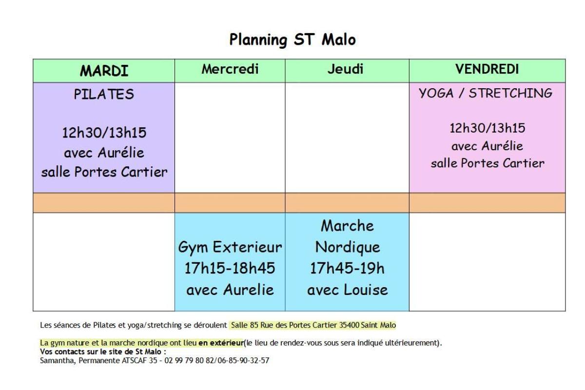 Planning Saint Malo