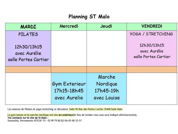 Planning Saint Malo